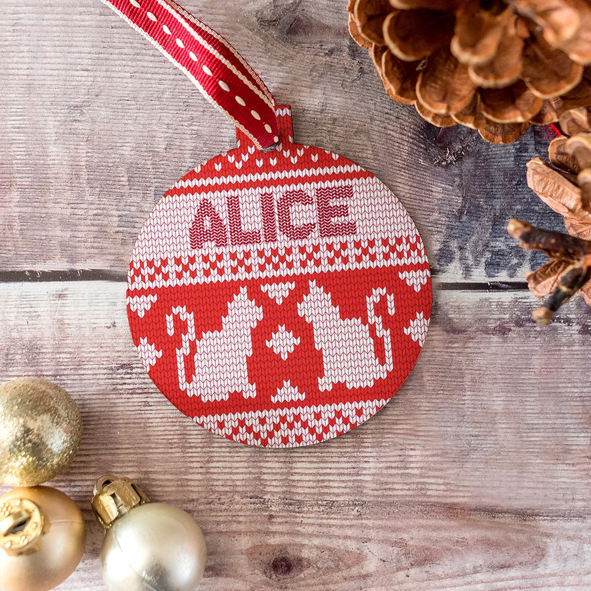 Personalised Cats Cross Stitch Jumper Bauble