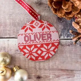 Personalised Cross Stitch Jumper Bauble