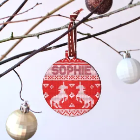 Personalised Unicorns Cross Stitch Jumper Bauble
