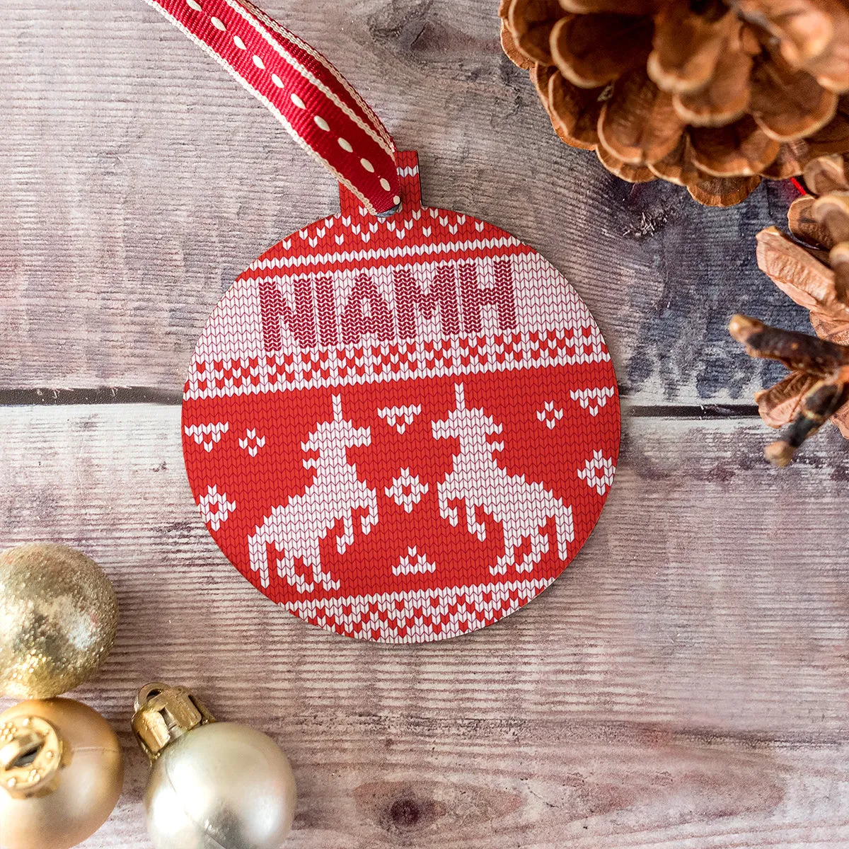 Personalised Unicorns Cross Stitch Jumper Bauble
