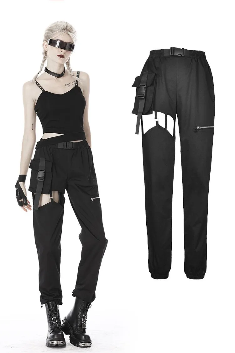 Punk irregular hollow thigh casual trousers  PW108