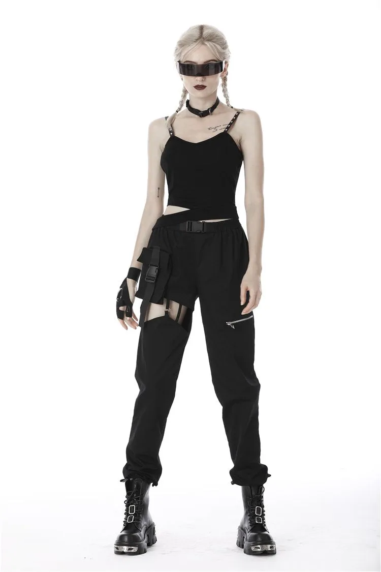 Punk irregular hollow thigh casual trousers  PW108