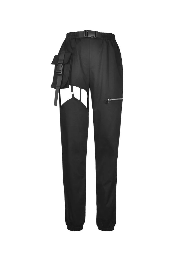 Punk irregular hollow thigh casual trousers  PW108