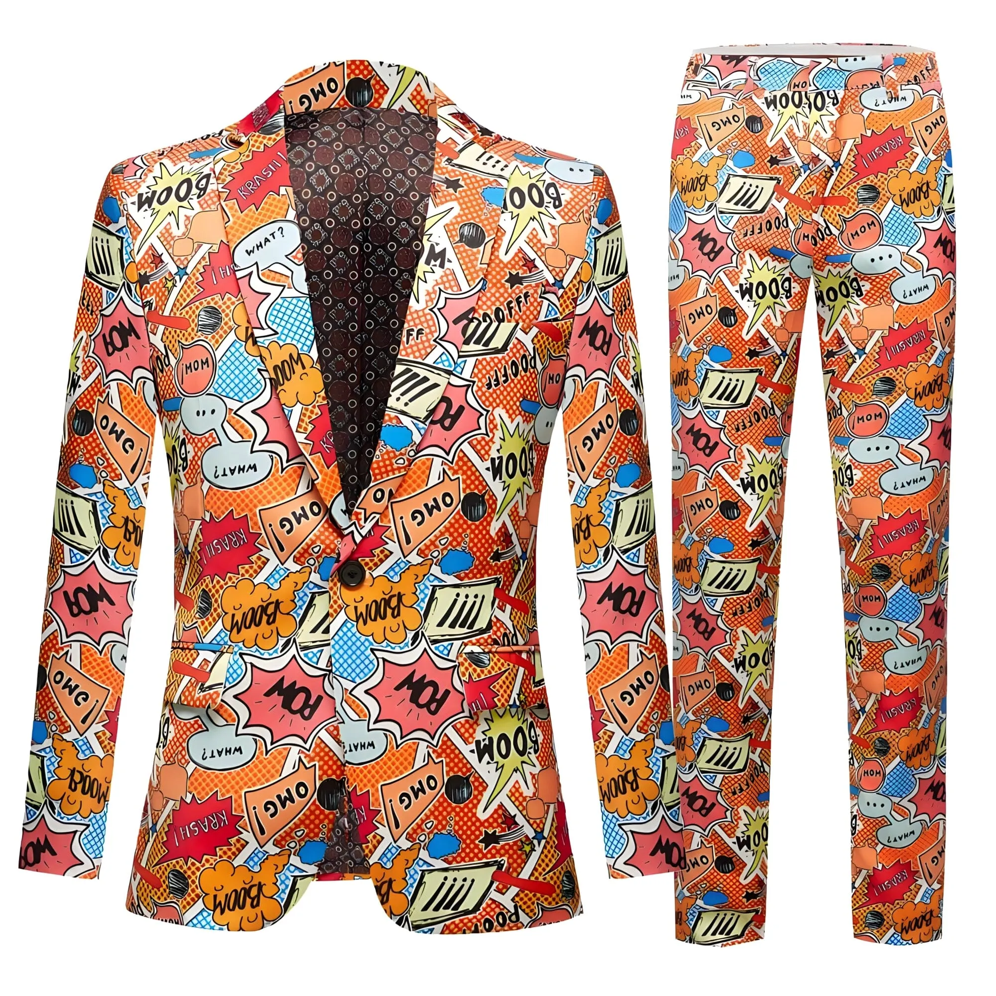 The Pop Art Slim Fit Two-Piece Suit - Tangerine