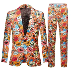 The Pop Art Slim Fit Two-Piece Suit - Tangerine