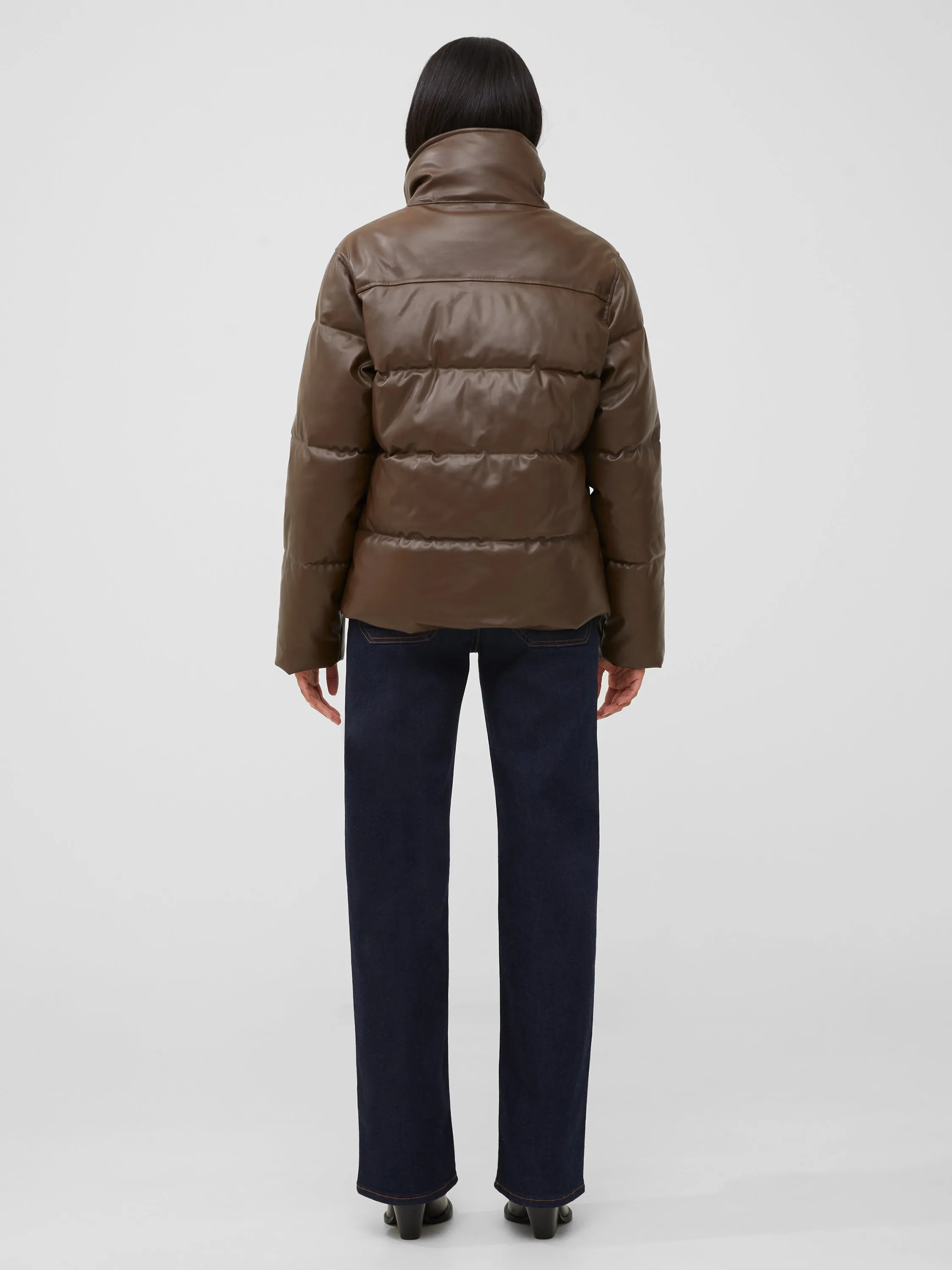 Vegan Leather Puffer Coat