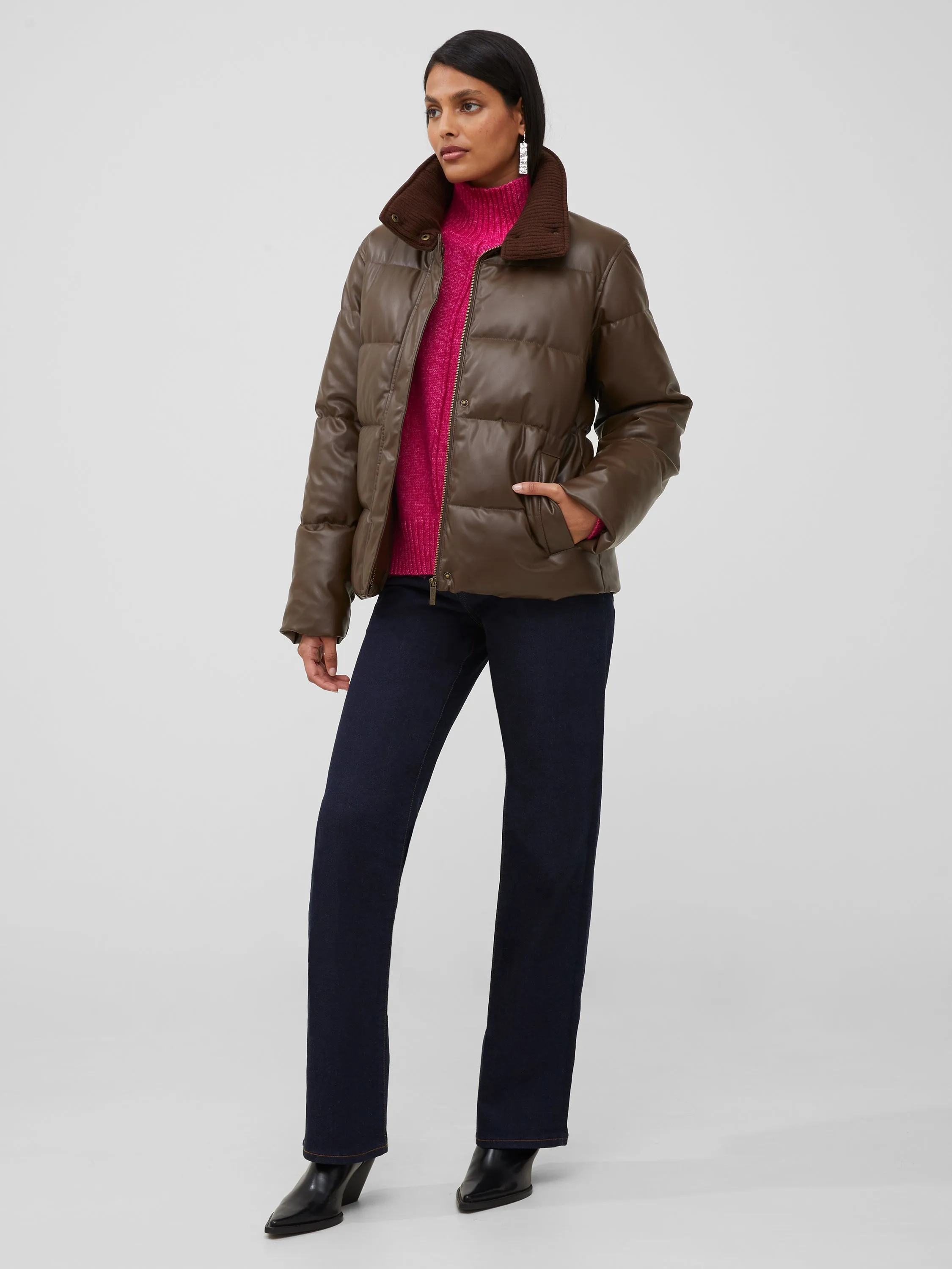 Vegan Leather Puffer Coat