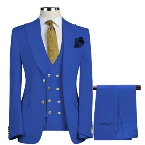 xiangtuibao Men Suit Blazer White Black Royal Blue Wedding Outfits Double Breasted Peaked Lapel Jacket Pants Vest Three Piece Slim Fit