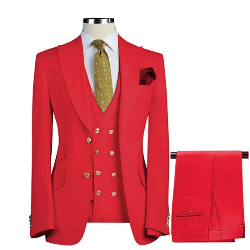 xiangtuibao Men Suit Blazer White Black Royal Blue Wedding Outfits Double Breasted Peaked Lapel Jacket Pants Vest Three Piece Slim Fit