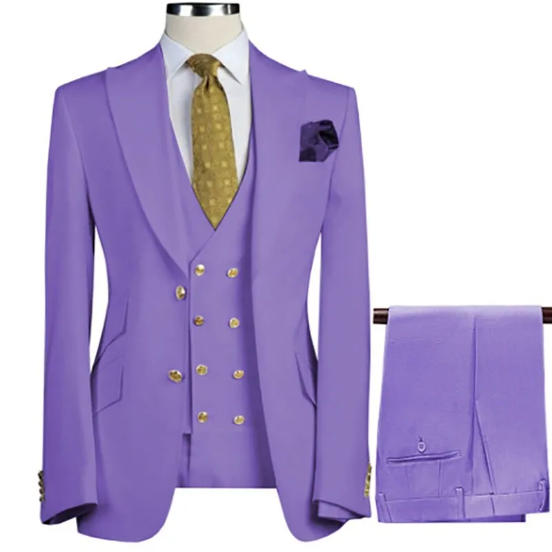 xiangtuibao Men Suit Blazer White Black Royal Blue Wedding Outfits Double Breasted Peaked Lapel Jacket Pants Vest Three Piece Slim Fit