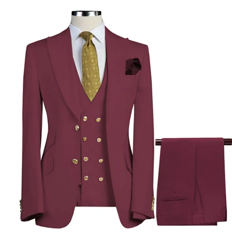 xiangtuibao Men Suit Blazer White Black Royal Blue Wedding Outfits Double Breasted Peaked Lapel Jacket Pants Vest Three Piece Slim Fit
