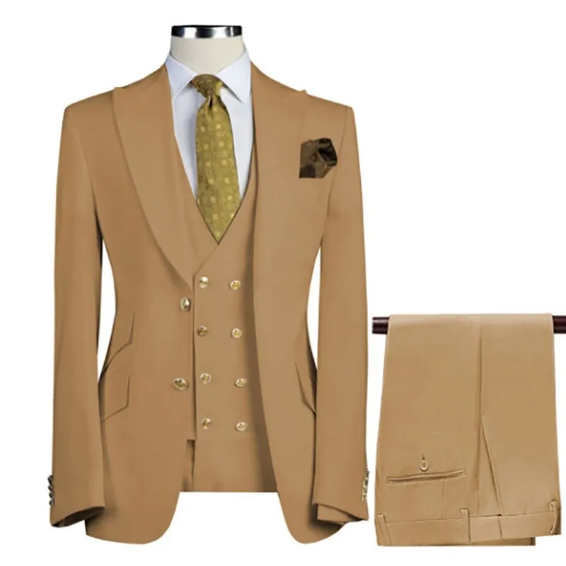 xiangtuibao Men Suit Blazer White Black Royal Blue Wedding Outfits Double Breasted Peaked Lapel Jacket Pants Vest Three Piece Slim Fit