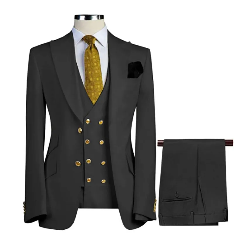 xiangtuibao Men Suit Blazer White Black Royal Blue Wedding Outfits Double Breasted Peaked Lapel Jacket Pants Vest Three Piece Slim Fit